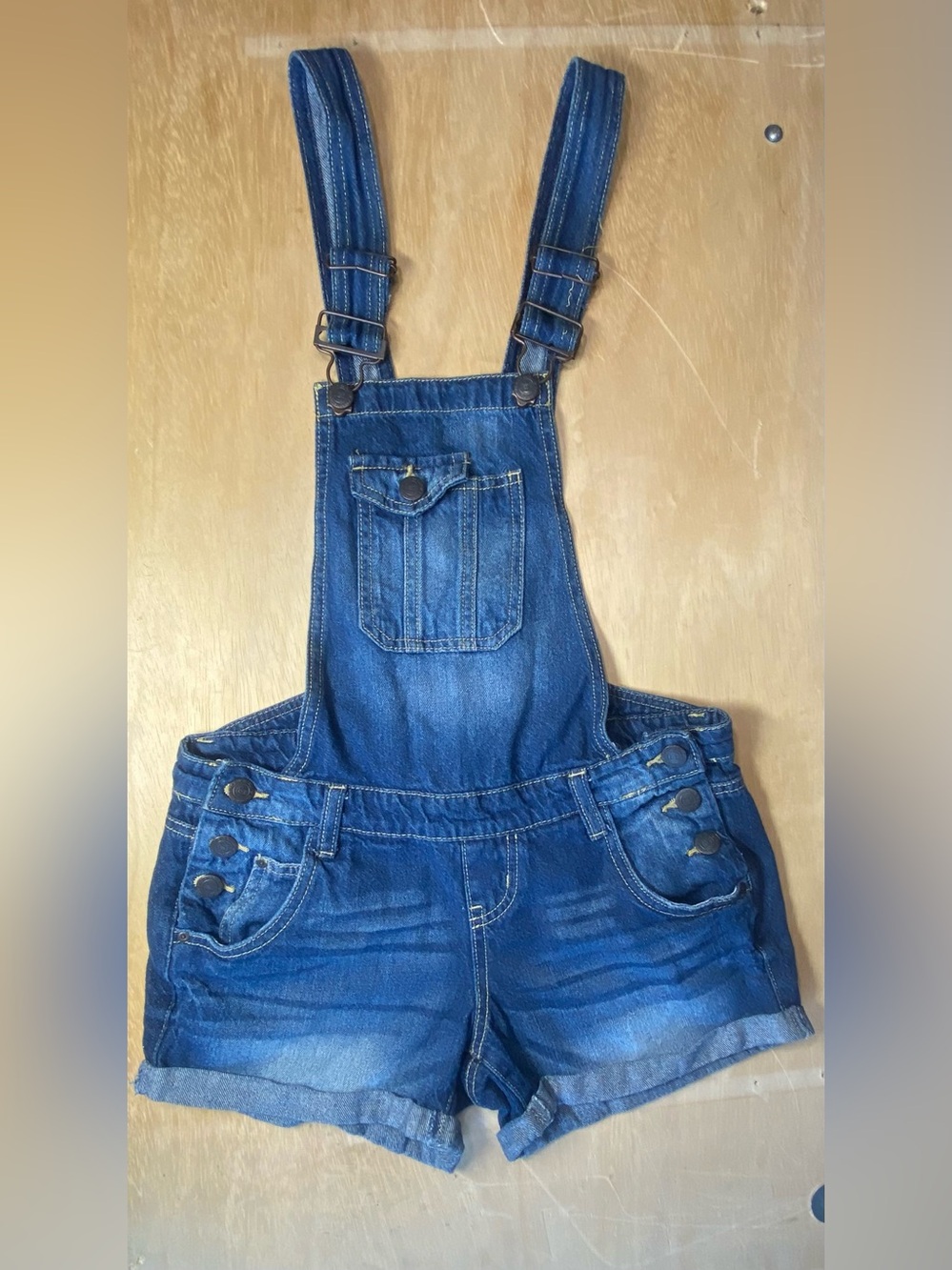 lei Vintage Y2K Style Denim Short Overalls Medium Wash Junior Size XS